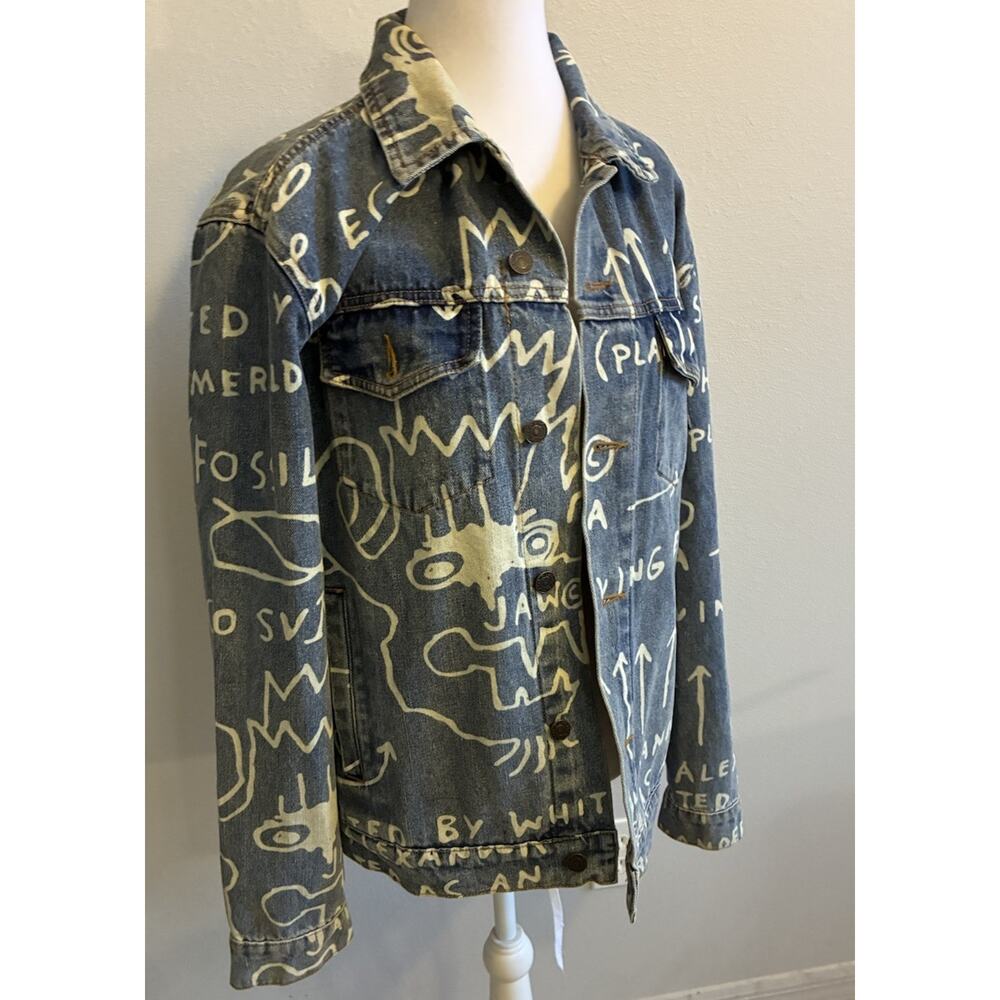 Diamond Supply X Basquiat Doodle Denim Jacket Limited All Over Graphic Print S - Picture 11 of 16